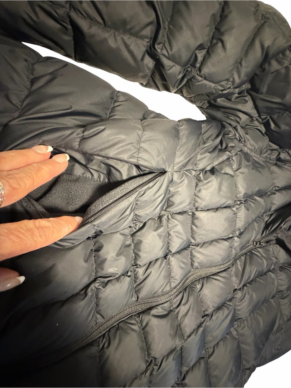 Lands End Goosedown Long Black Quilted Puffer Coat Womens Sz Med - Picture 9 of 14